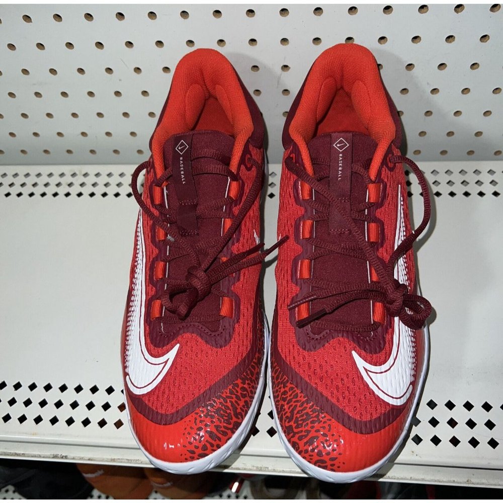 Nike Alpha Huarache Elite 4 Low Mens Metal Baseball Cleats Size 7.5 Red White - Picture 4 of 8